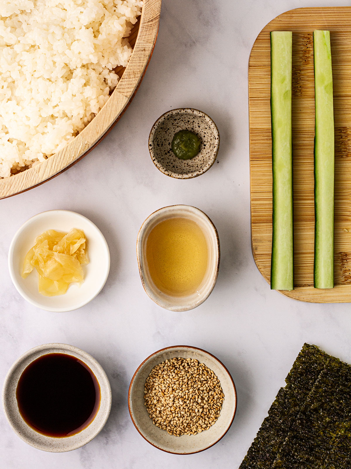 All ingredients laid out on a white background.