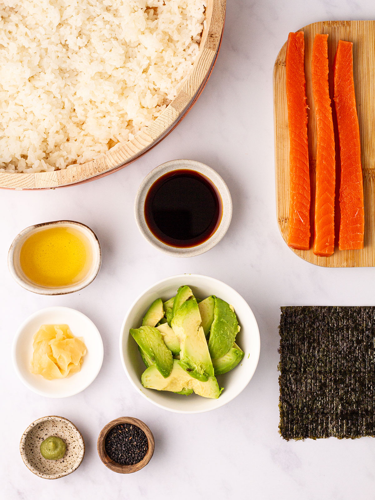 Ingredients on a white background.